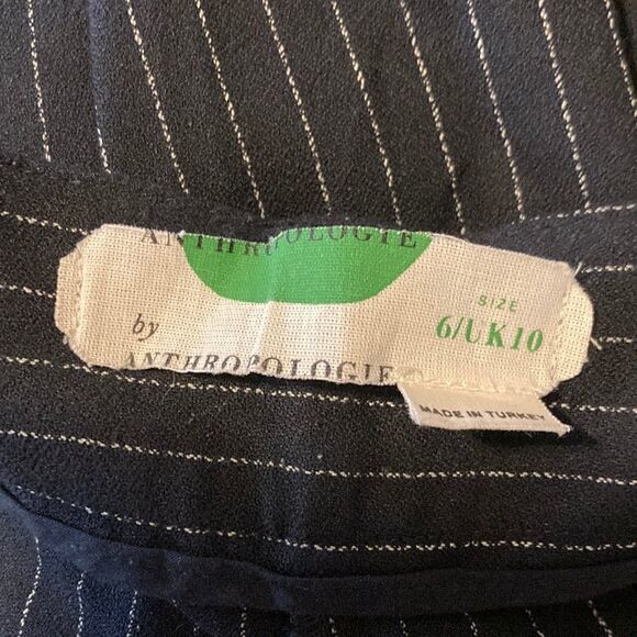 Anthropologie Pinstripe High Rise Tie Waist Tapered Pants Size 6 - Picture 7 of 12